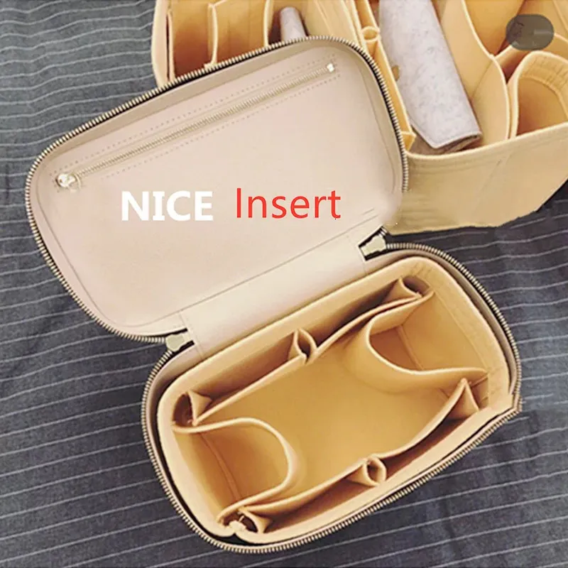 Infoga väska arrangör för Vanity PM Nice BB Nano Mini Womens Luxury Cosmetic Case Inner Pursemake Up Bags Liner Shaper 240412