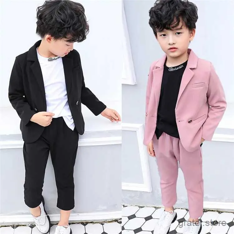 Costumes bébé garçons filles veste d'automne printemps + pantalon 2pcs vêtements ensemble gentleman kids costume de mariage formel