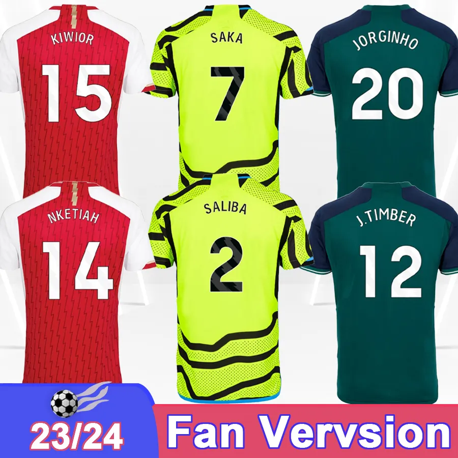 23 24 24 Saka Odegaard Męskie koszulki piłkarskie G.jesus Smith Rowe Saliba Martinelli Nketiah Kiwior Jorginho Home Away 3rd Football Shirts Dorosły Mundurs