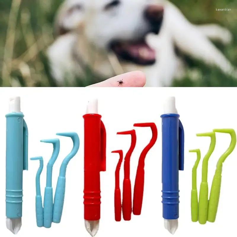 Hundkläder hundar tick remover 4st pincett pet loppverktyg set kam borttagande tillbehör
