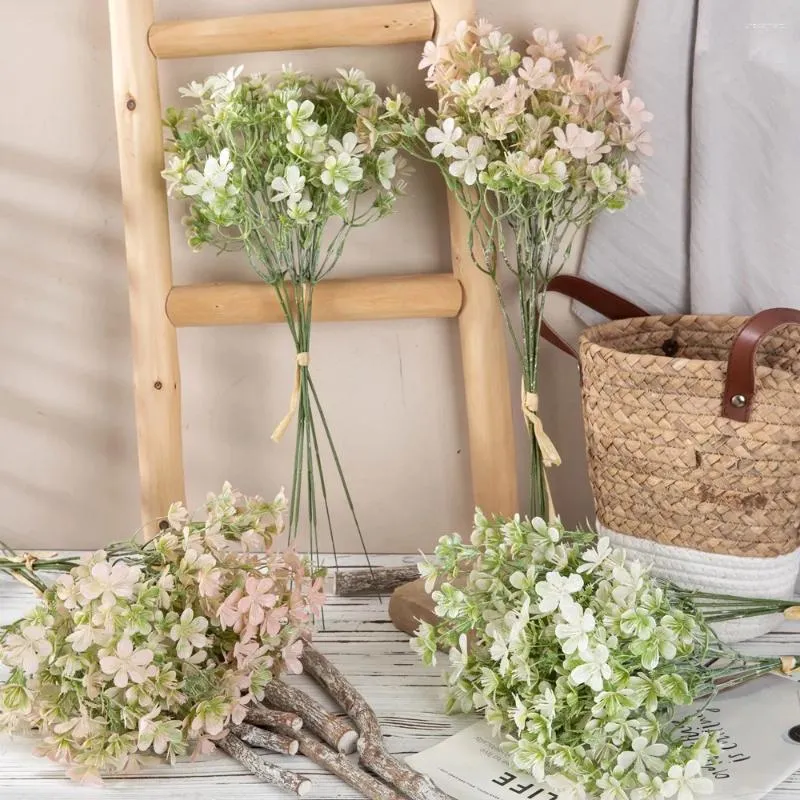 Fiori decorativi 5 panini artificiali plum blossom ramo fiore per parete pianta sfondo di matrimonio casa al bar