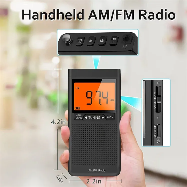 Radio Profession DSP Chip Mini Radio Outdoor Sport Pocket AM FM PORTABLE LED Digital Alarm Clock Walkman Radio för äldre gåva