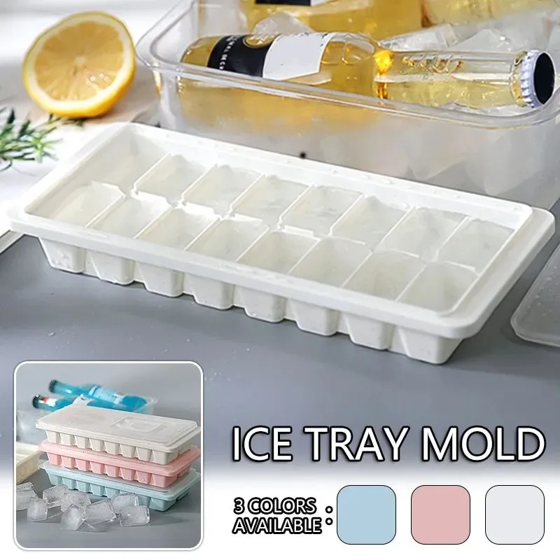 Ice Cube Maker Tray 6/16 Cell Ice Cube Maker Mold with Lid for Ice Cream Party Whiskey Cocktail Cold Drink Ice Mold Kitchen Tool