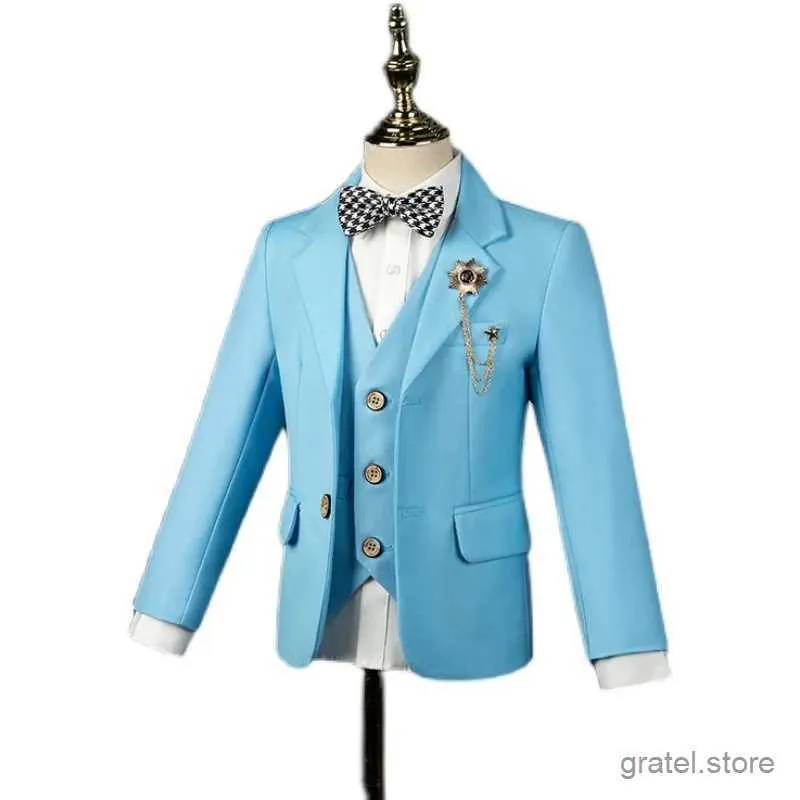 Garnitury Flower Boys Ceremonia Blue Suit Dzieci Formalne spodnie kamizer