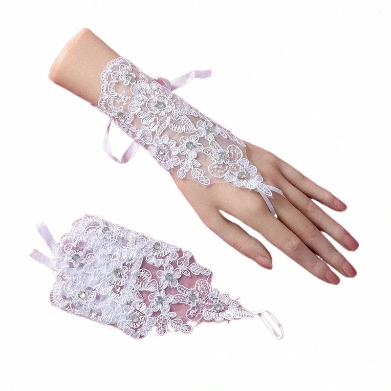 fi new lace white short fingered gloves wedding dr photo accories bride gloves k9Bk#