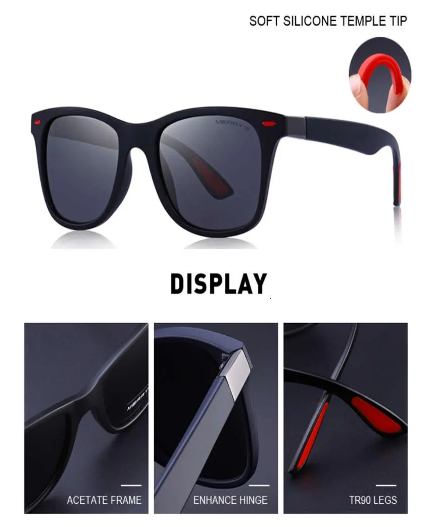 Merrys Design Men Women Classic Retro Nirvet Spolaryzowane okulary przeciwsłoneczne Lżejsze projekty kwadratowe rama 100 UV Ochrona S85082820649