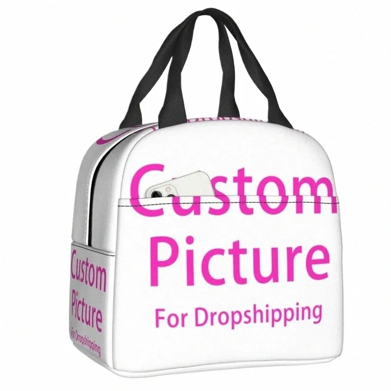 Custom Photo Logo Lunchbox Frauen Customized DIY Print Wärmekühler Lebensmittel isolierte Mittagsbeutel tragbare Picknick -Tasche Z6TM#