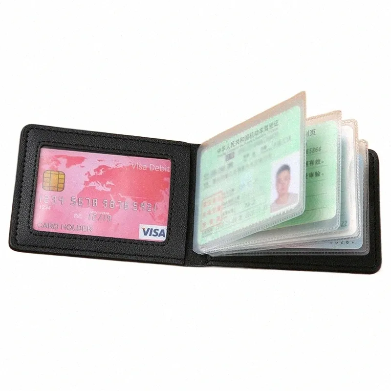 Porta di patente di patente di pelle PU Borsa carta nera per documenti di guida per auto Busin ID Passport Card Case di carta d'identità Case Dropship Z8WL#