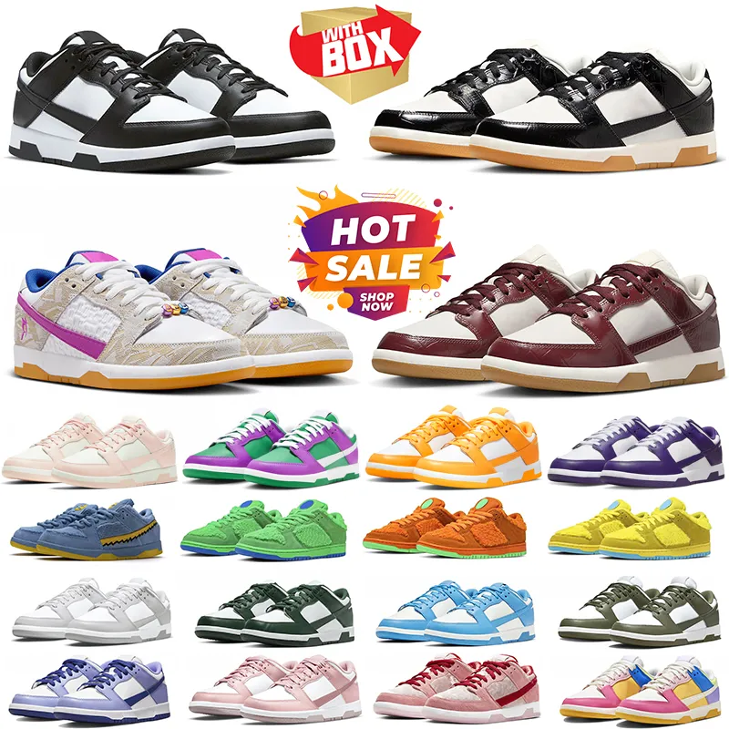 2024 designer Flat Sneakers Lows Panda White Black Men women Grey Fog Triple Pink Born x Raised Valentines Day Mens Casual Trainers with box