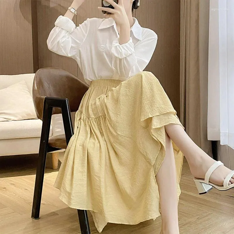 Cotton khaki skirt hot sale