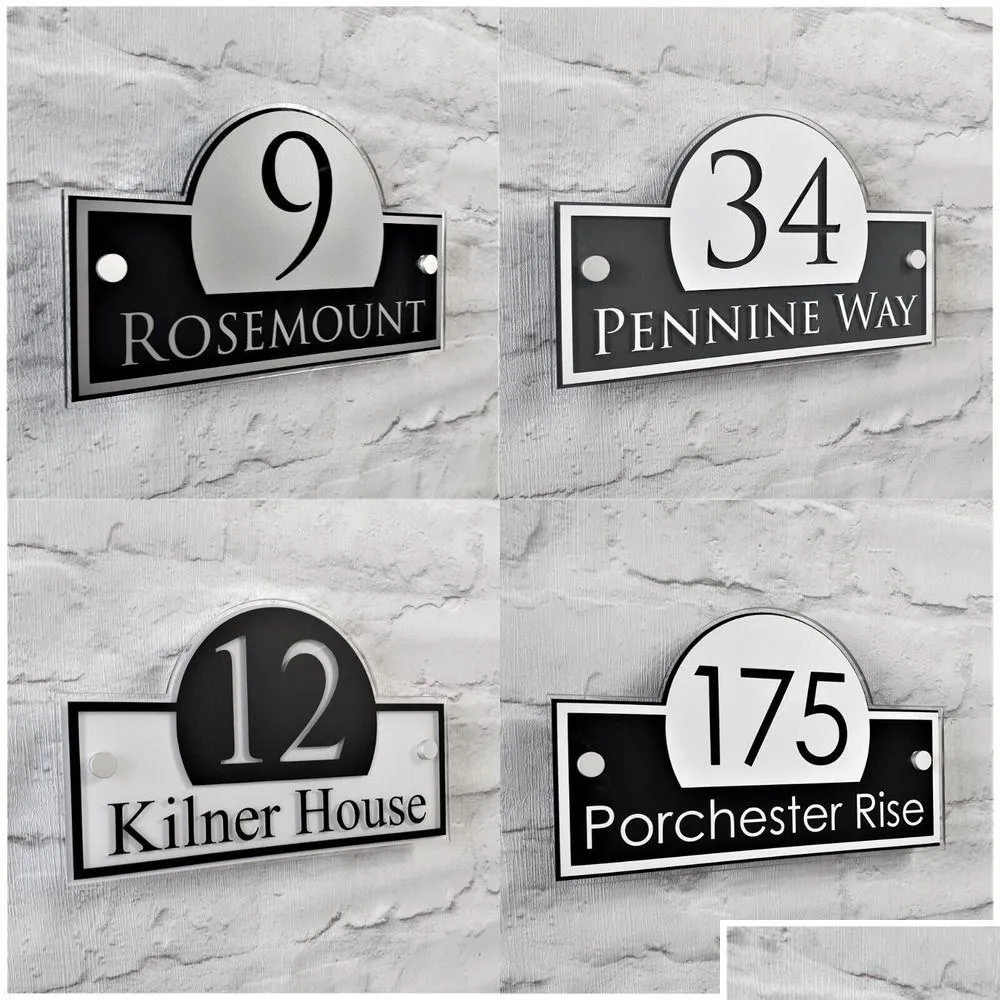 DÉCORATIONS DE JARDINE PICHES DE MAISON DES DERNIÈRE STYLE Adresse Plaques Numéros de porte Personnalisés / Voir Options de couleur 230812 DROP DELI DHS0M