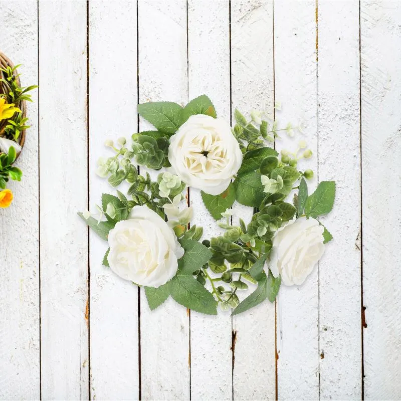 Decorative Flowers Tabletop Wreath Flower Centerpieces For Tables Wedding Party Decoration Rings Pillar Candles Christmas Decorations
