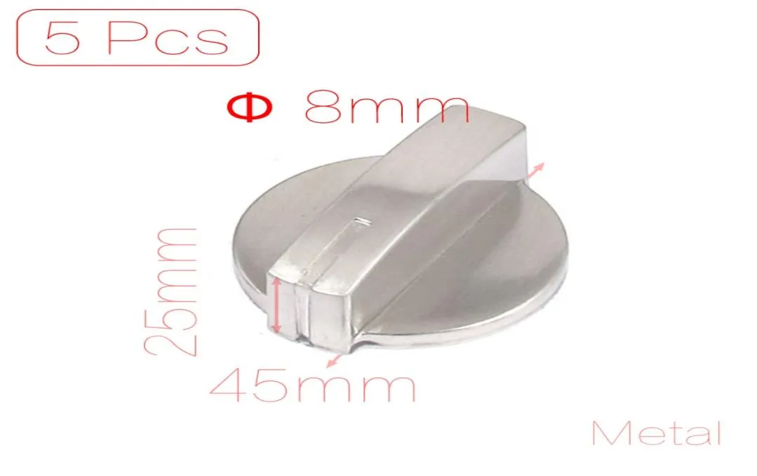 Whole5 Pcslot 8mm Hole Inner Diameter Metal Gas Stove Oven Cooktop Range Burner Rotary Knob Handle Silver Tone3034347