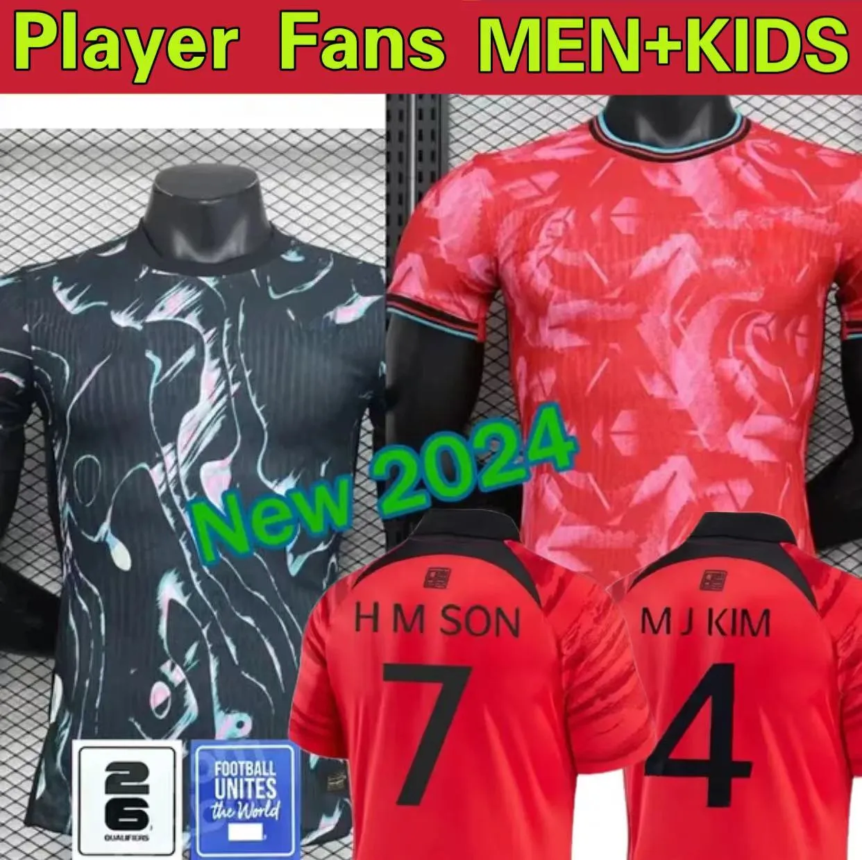 Korea Południowa koszulka piłkarska 24 25 Heung-min Son Kang w drużynie narodowej Lee 24 25 KATER KIT KIT KITOWY ZESTAW 23 23 Home Away Men Men Red Red Black Fan Player Wersja