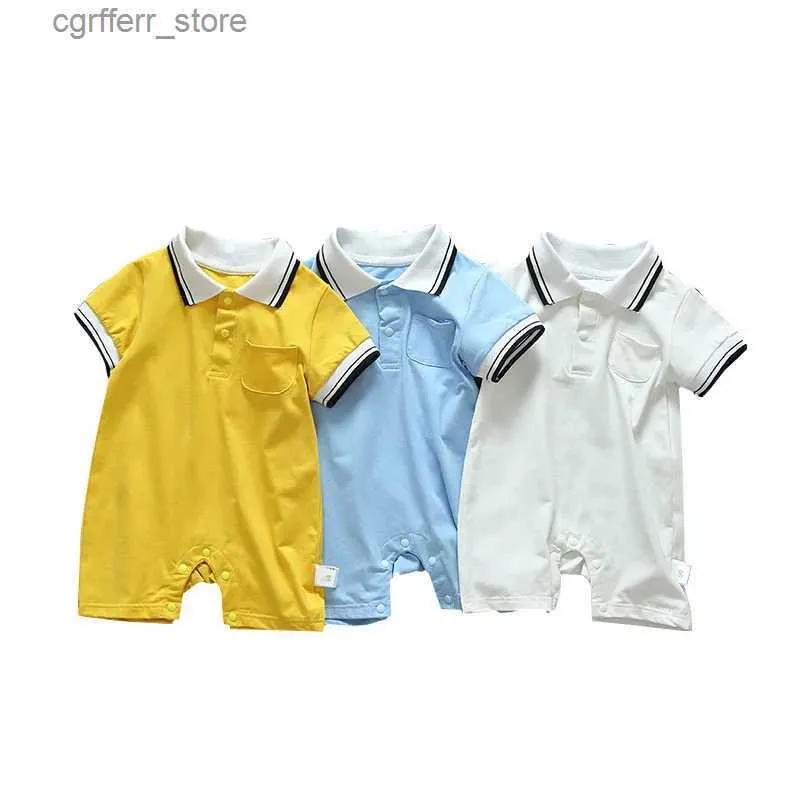 Rompers Baby Boys Girls Kleding Pasgeboren Zomer Jumpsuit Infant Katoen Shorts Mouw Romper Rapel Polo Shirt 0-12 Maand L410