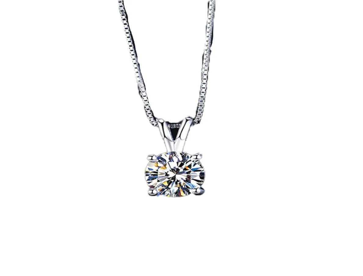 Blanc 6 mm8 mm Lab Diamond Solitaire Pendants Collier 925 Colliers de couloir en argent sterling pour femmes bijoux de mode XN1175626362