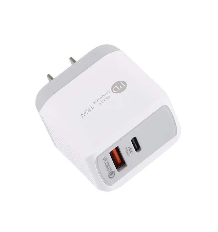 Mobiltelefonladdare USB PD 18W Quick Charge QC 30 EU US UK Plug Fast Charger för iPhone 12 Mini Pro Max 11 Samsung S20 S21 Ultra 1789367