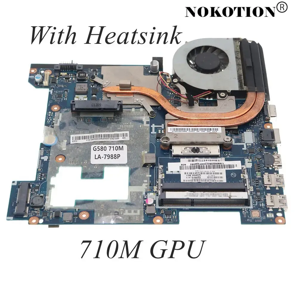 Moderkort nokotion för Lenovo IdeaPad G580 Laptop Motherboard Qiwg6 LA7988P LA7981P Huvudkort HM76 DDR3 710M Grafikfri CPU