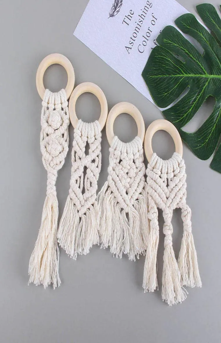 New DIY handwork Handmade Natural Wooden Crochet Baby Infant Kids Teether Teething Ring Gift Toy Infant Wood Ring Teethers B21077029403