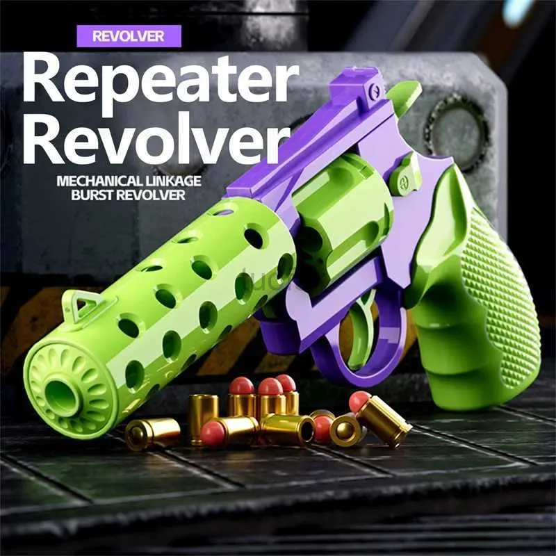 Juguetes de pistola descompresión automática de rábano pistola desértica pistola de cáscara continua vacío colgante revólver juguete juguete región de armas 240416