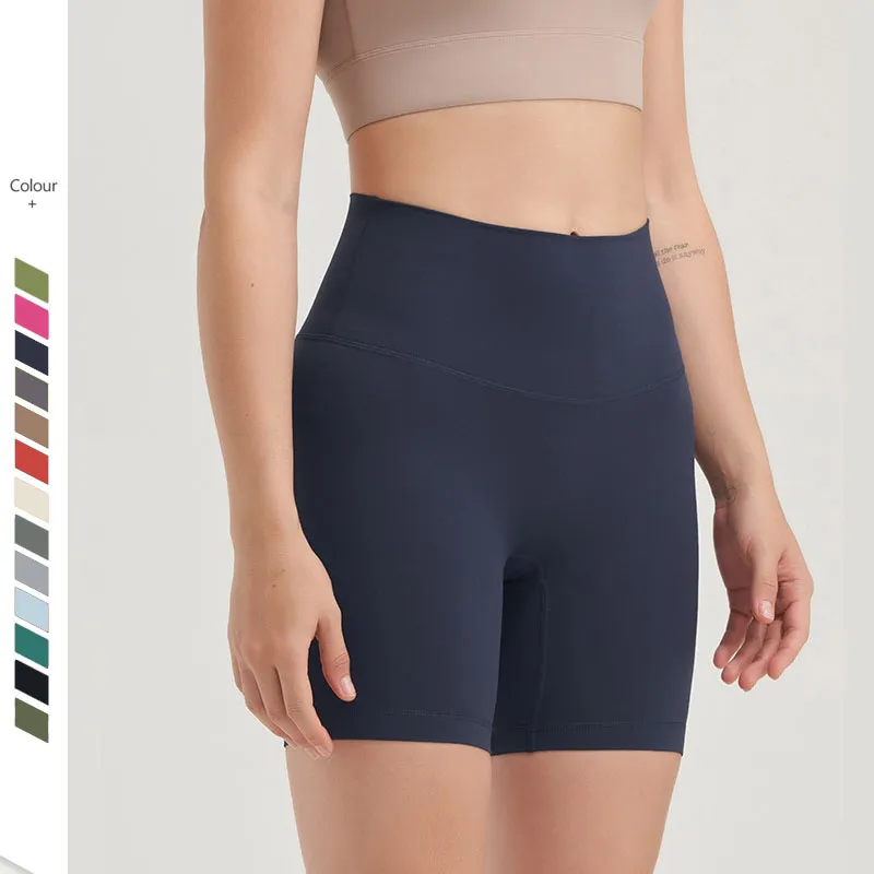 L-934 Yoga shorts för kvinnor, europeiska och amerikanska höga midja persika höftlyftande sport shorts fitness byxor tre fjärdedelar uppgraderade yogabyxor