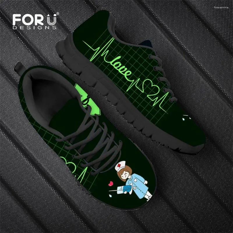 Casual Shoes FORUDESIGNS Love Heart Green Women Flats Sneakers Summer/Autumn Ladies Air Mesh Comfortable Walking Zapatos