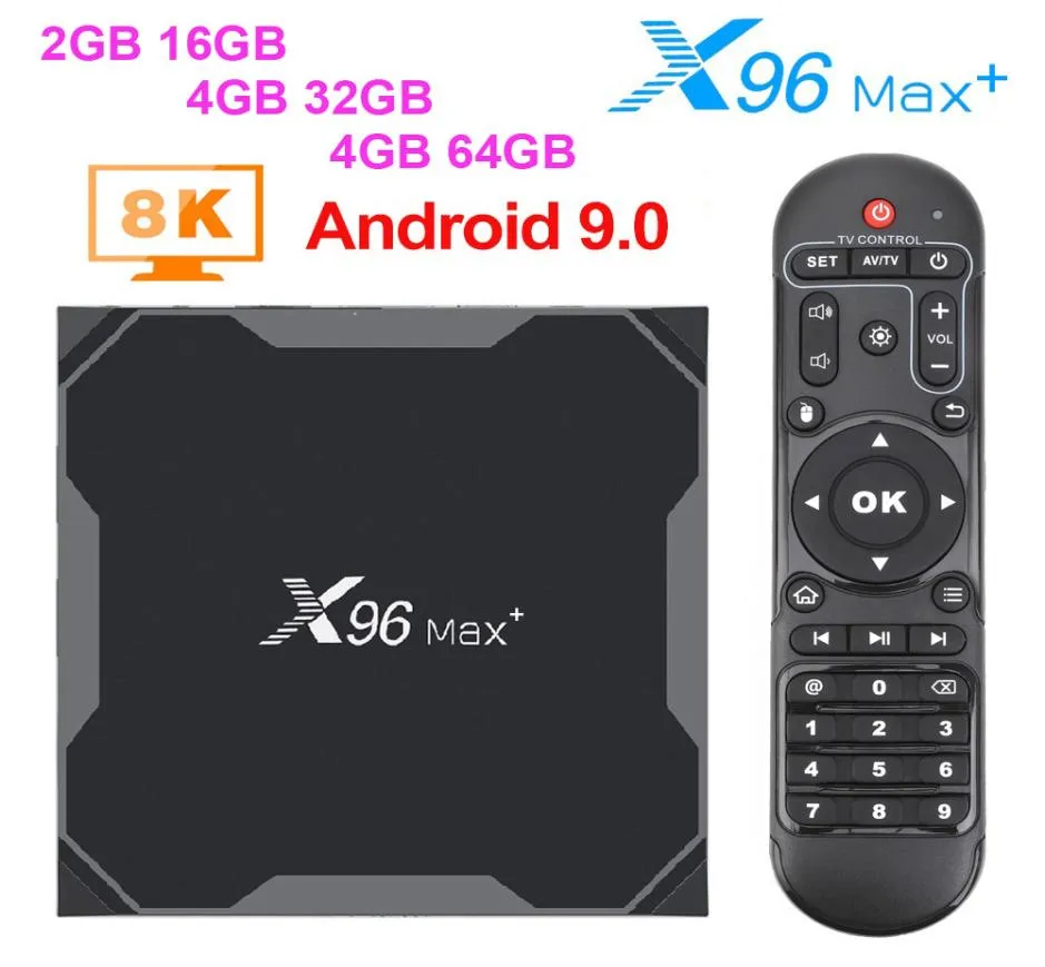 Akıllı TV Kutusu Android 90 X96 MAX PLUS 4GB 64GB 32GB Amlogic S905X3 Dört Çekirdek 58GHz WiFi 4K 60fps Set Media Player X96max7799897