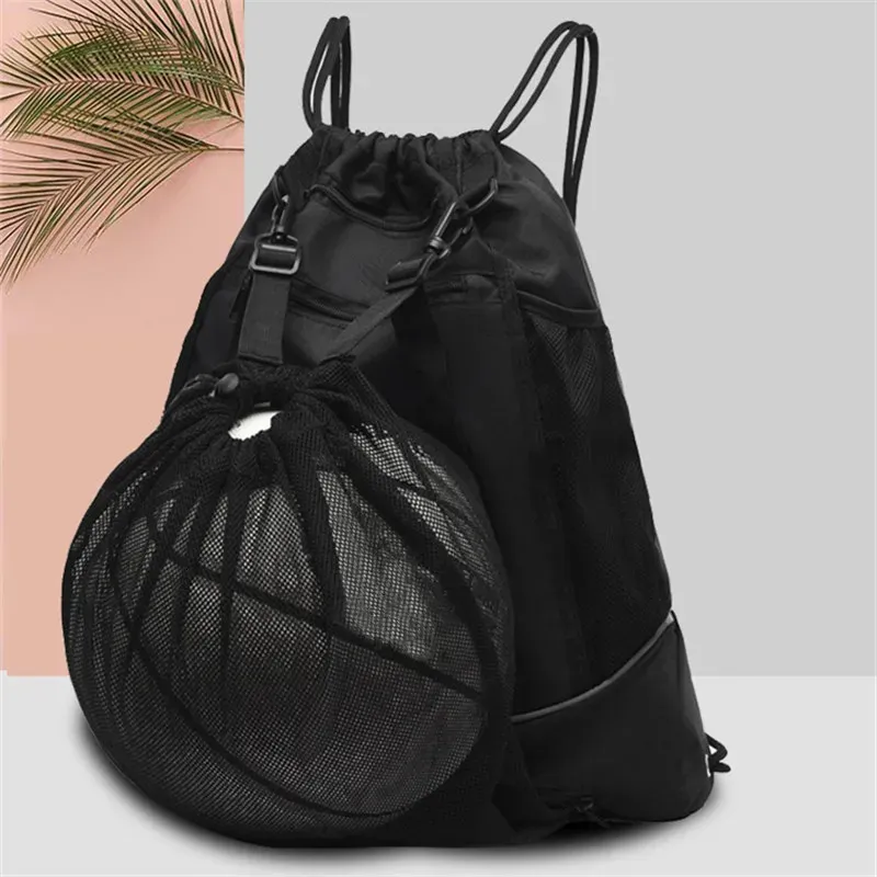Outdoor Sports Gym Bags Basketball Backpack School Bags For Teenager Boys Portable Soccer Ball Pack Laptop Bag Football Net Pack 240416