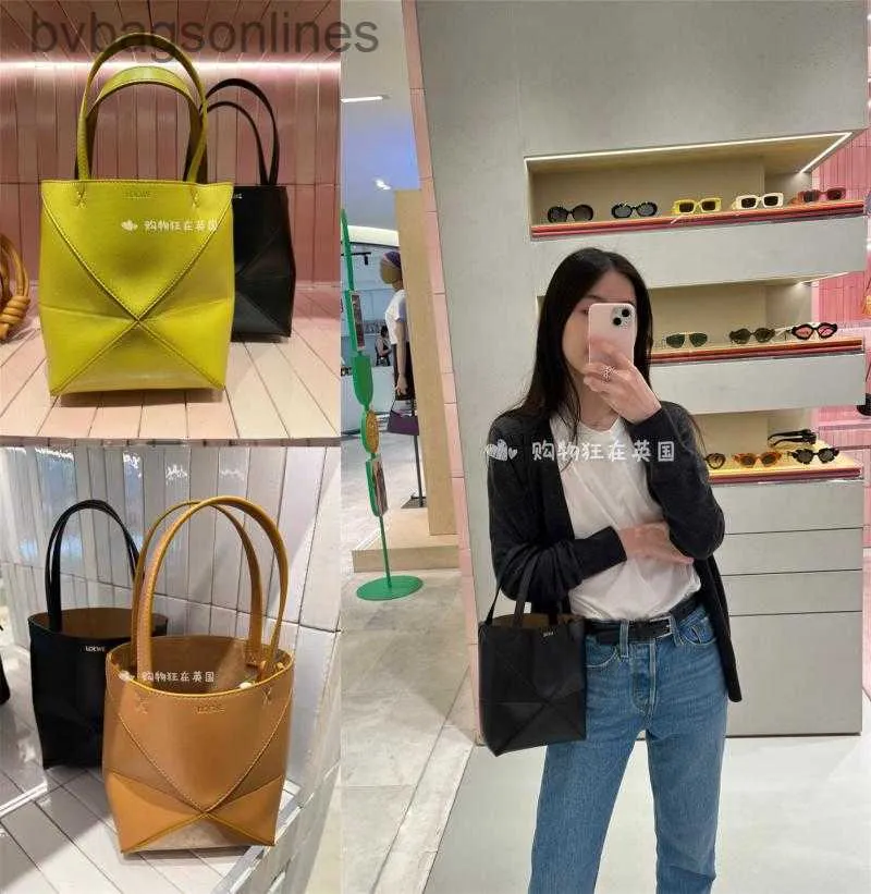 Lüks Yüksek Kaliteli Loeweelry Tasarımcı Çanta Kadınlar Bulmaca Kat Tote Kadın Mini Buzağı Deri Katlanır Tote Çanta Orijinal 1to1 Marka Logosu