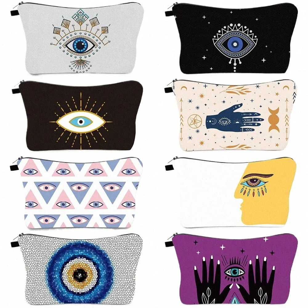 Turkish Blue Evil Eye Portable Femmes Travel Eco Rangement Sac de rangement Organisateur de la toile