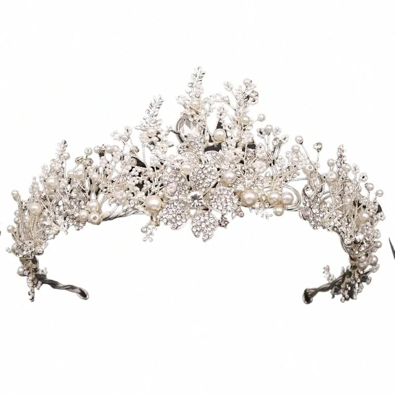 Luxury Fabriqué à la main Baroque Rhinest Crystal Mariage de mariage Couronne Bridal Hair Accory Queen Party Crowns for Wedding Pageant i5f4 #