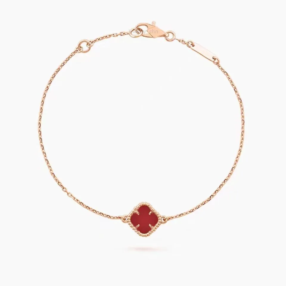 Bracciale designer classico Women Women 2 Side Red Agate 1 Motof Fiore a quattro foglie Clover Charm Braccialetti V-Gold Placted 18k Rose Gold Women Girlry Girl Girl Daily Outfit Daily