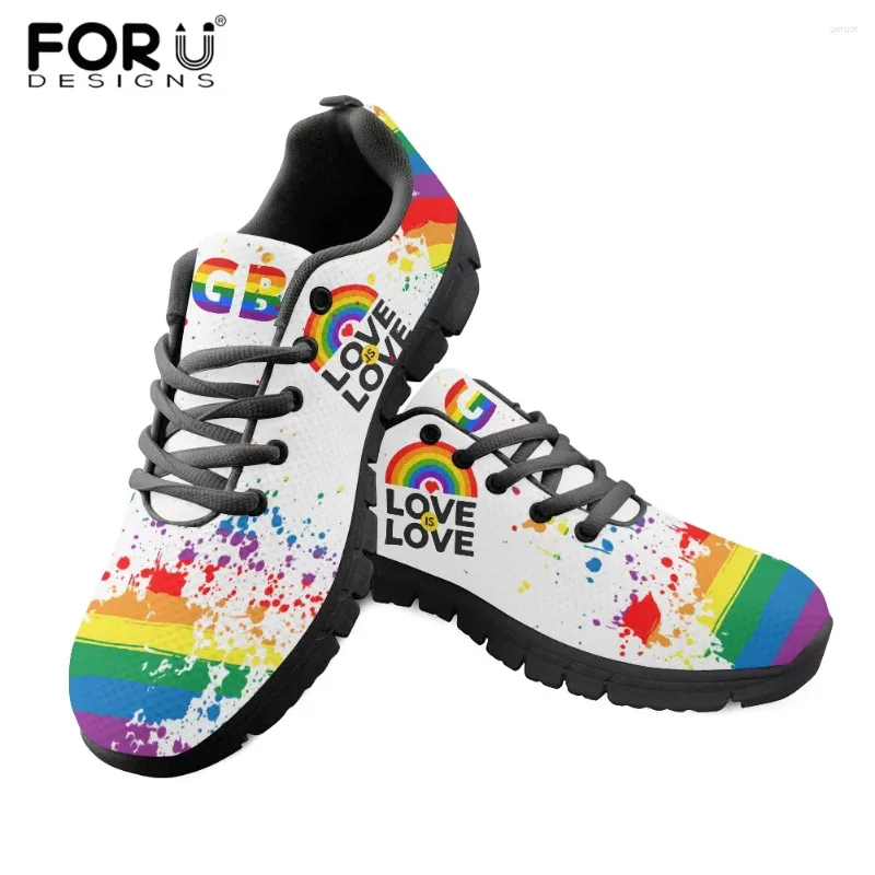 Casual Schuhe Fordensigns Damen Fashion Mesh Sneakers LGBT Liebesmuster Leicht flache Damen Schnürschuhe