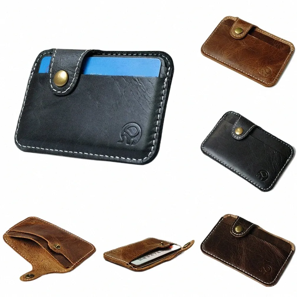 Men Busin Leather C Carte Id Holder Blocking Slim Portefeuille Coin Purse Purse Card Carte de crédit Carte Card Portefeuille C portefeuille 76CW #