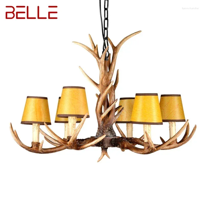 Chandeliers BELLE Nordic Antler Pendent Lamp American Retro Living Room Dining Villa Coffee Shop Clothing Store Decoration Chandelier