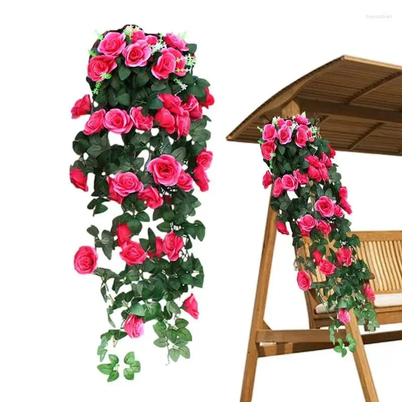 Fiori decorativi ghirlanda rosa swag di lacrima di fiori artificiale con rami verdi 18 teste decorazioni d'arte da parete per giardino esterno interno