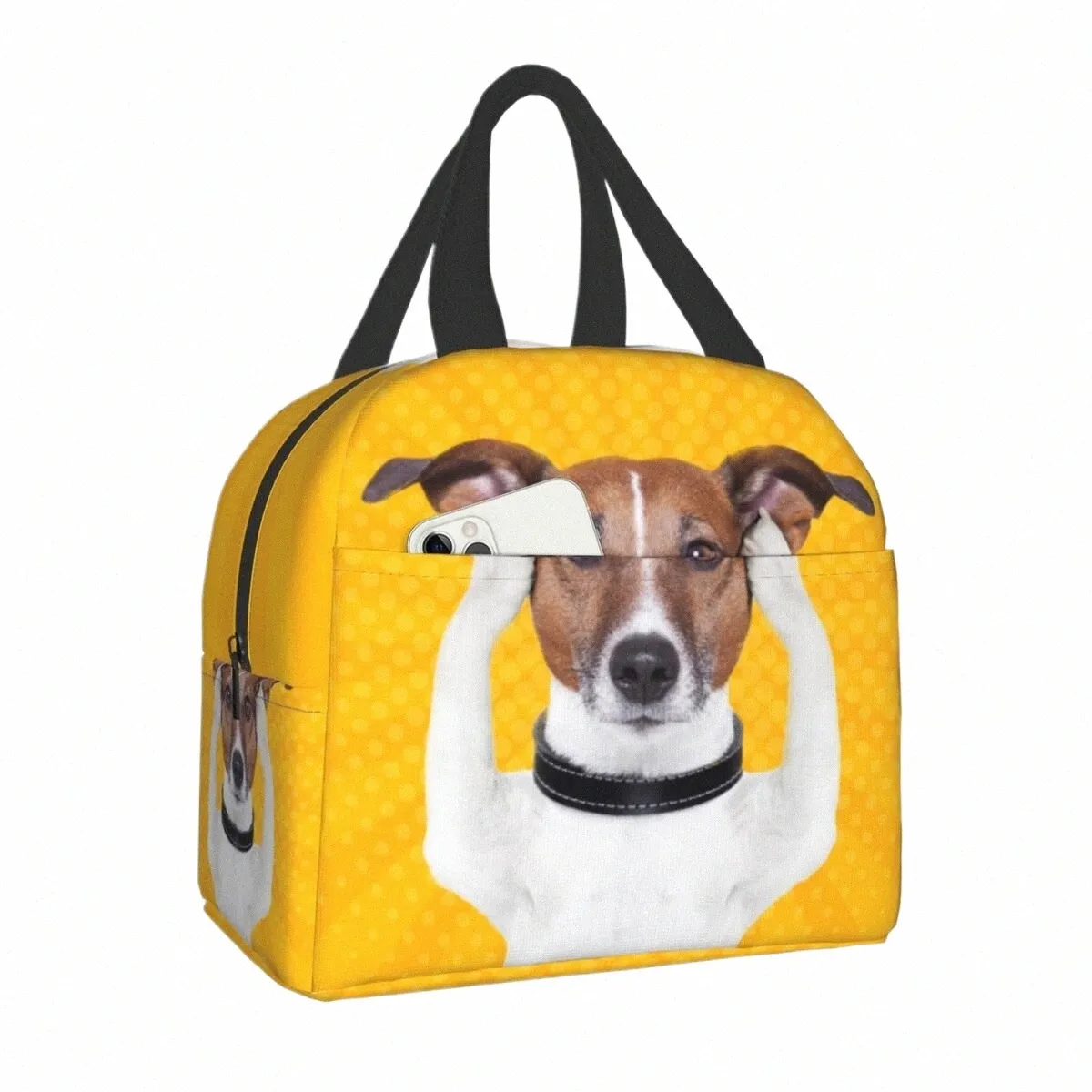jack Russell Terrier Dog Funny Meme Portable Lunch Box for Women Thermal Cooler Food Insulated Lunch Bag School Children Student i3hB#