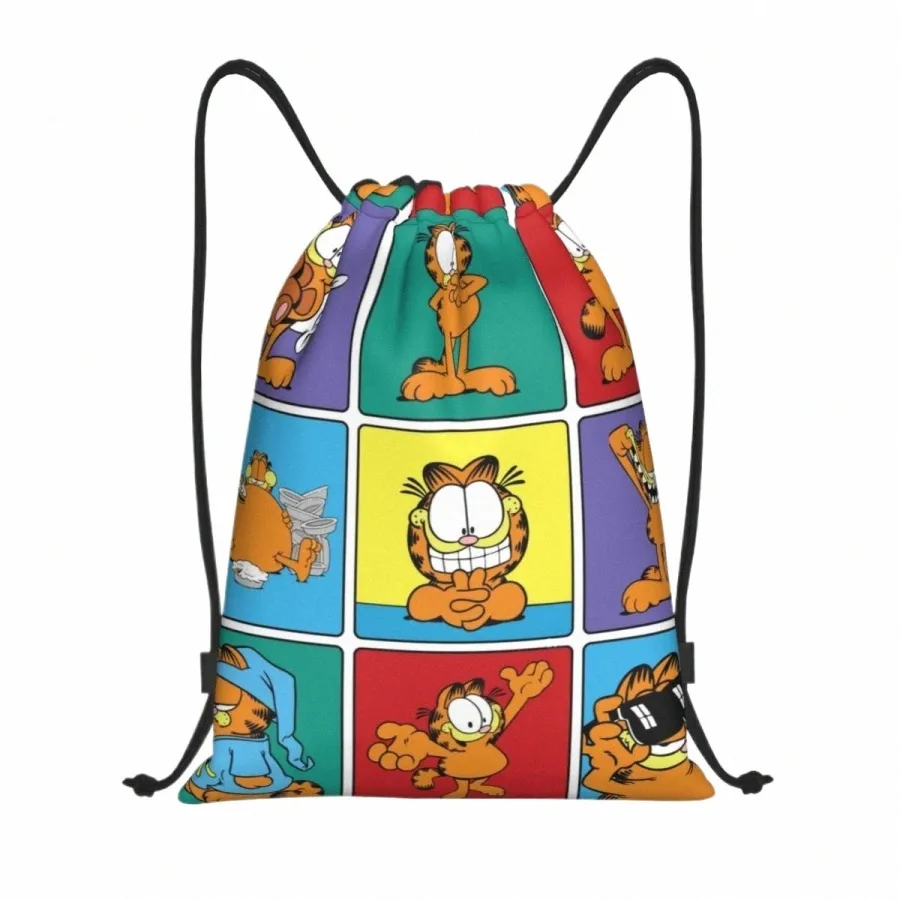 garfields Cat Funny Meme Drawstring Bags Women Men Foldable Gym Sports Sackpack Carto Comic Shop Backpacks T0dn#