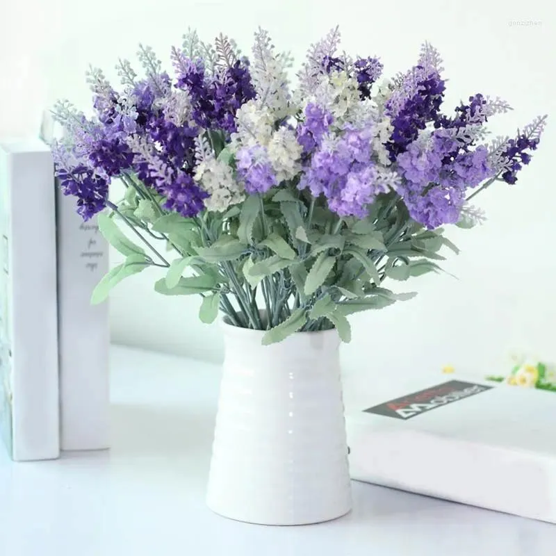 Dekorativa blommor Fashion 10 huvuden Artificial Lavender Flower Silk Romantic for Birthday Party Festival Wedding Home Decoration