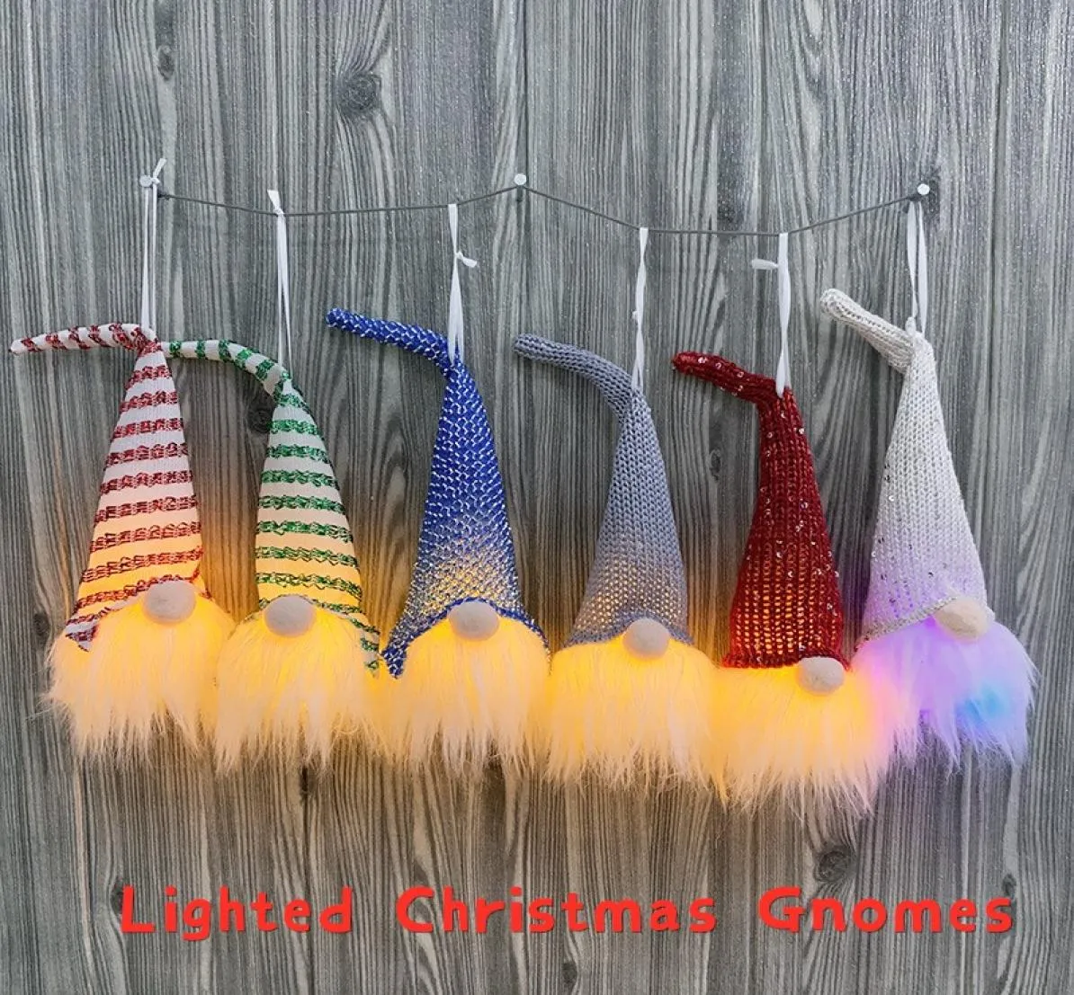 6 couleurs gnomes de Noël éclairés avec tissu de batterie intégrée sweidsh Noël santa gnomes elfe décorations de maison arbre suspendu ORN8163910