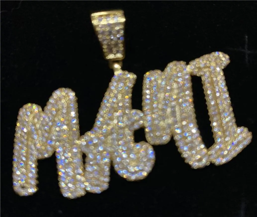 Aangepaste naam kleine letters hanger ketting charme Men039s cz hiphop sieraden met gouden zilveren tennisketen1061010