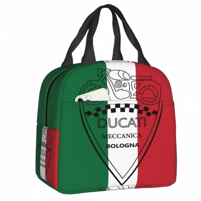 ducatis Italy Flag Insulated Lunch Bag for Cam Travel Motorcycle Thermal Cooler Lunch Box Women Kids Food Ctainer Tote Bag T6jr#