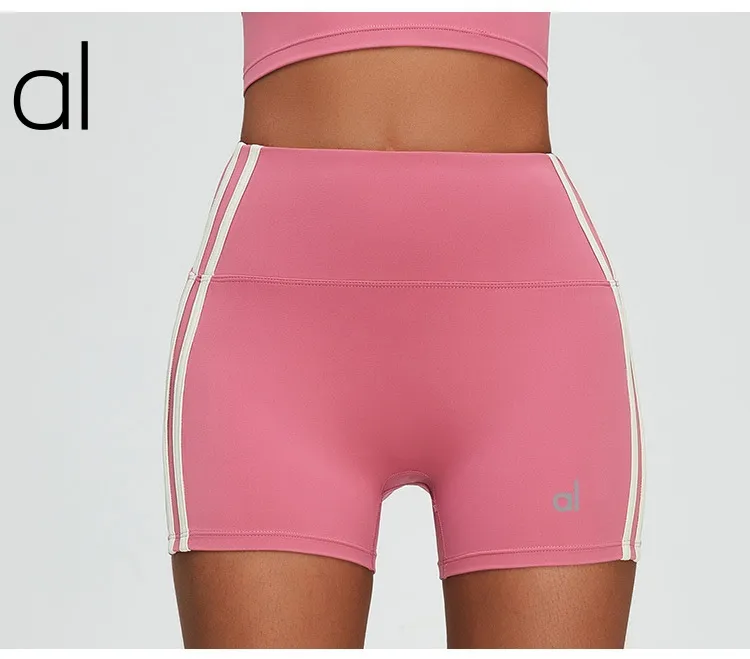 AL-125 Women Yoga Shorts Tight-Fitting Sports Peach Hip Hot Shorts Wide Side Contrast Breathable Quick-Drying Sports Shorts.