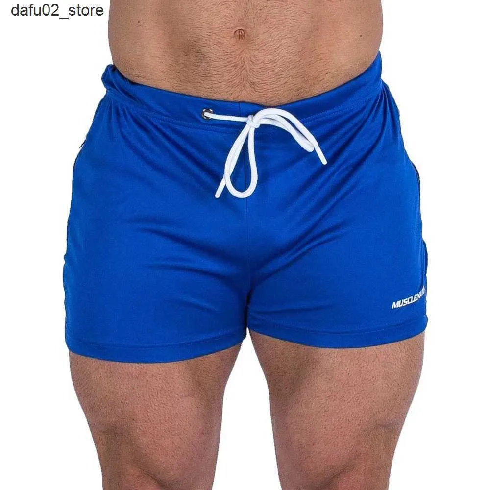 Men's Shorts Mens Workout Gyms Fitness Shorts Blue Quick-Dry Marathon Shorts Joggers Bodybuilding Running Shorts Training Short Pants Q240416