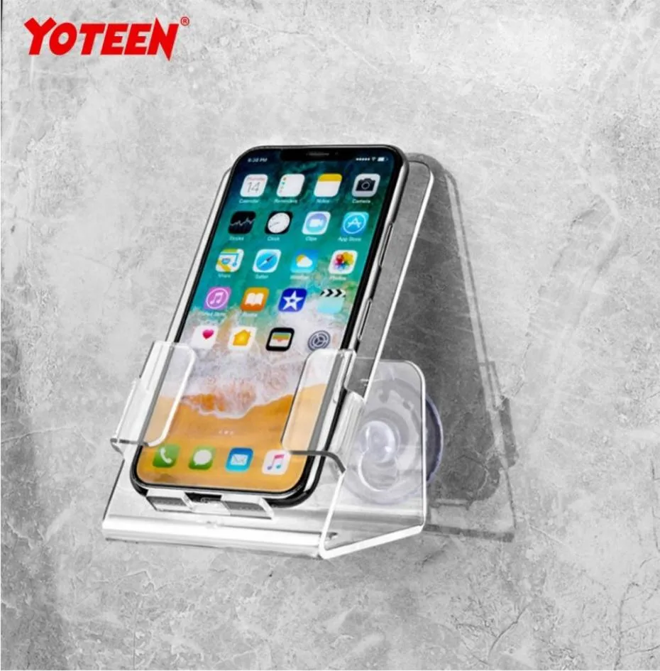 Yoteen Bath and Shower Car Universal Phone Stand Holder Clear Acrylic Caddy Tray Mount med två kraftfulla Strong Sug Cups2778754