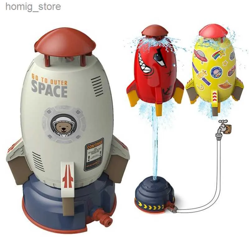 Sand Play Water Fun Rocket Ejector Toy Rocket Launcher Childrens Spray Toy Outdoor Water Jet Rotating Fountain Childrens Water Pressure Lift Ejector Toy Y240416