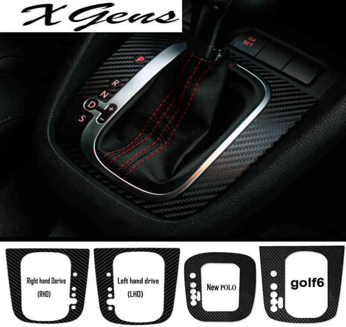 2021 Carbon fiber car automobile gear knob decoration sticker for Golf GTI R SCIROCCO 5 6 Sagitar5230395