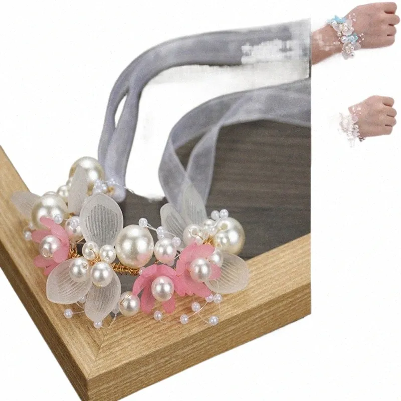 wrist Fr Artificial Pearls Bridesmaid Children Hand Fr Marriage Beautiful Bride Wedding Bracelets Girls Romantic q6wF#