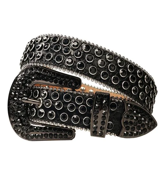 Vintage Western Rhinestones Belt verwijderbare Buckle Cowboy Cowgirl Bling Leather Crystal Studded Belt For Women Men3398890