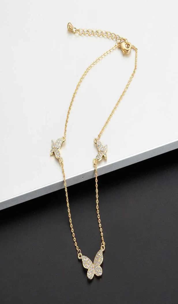 Fashion butterfly element Necklace micro inlaid zircon refined jewelry and trendy clavicle chain9457793